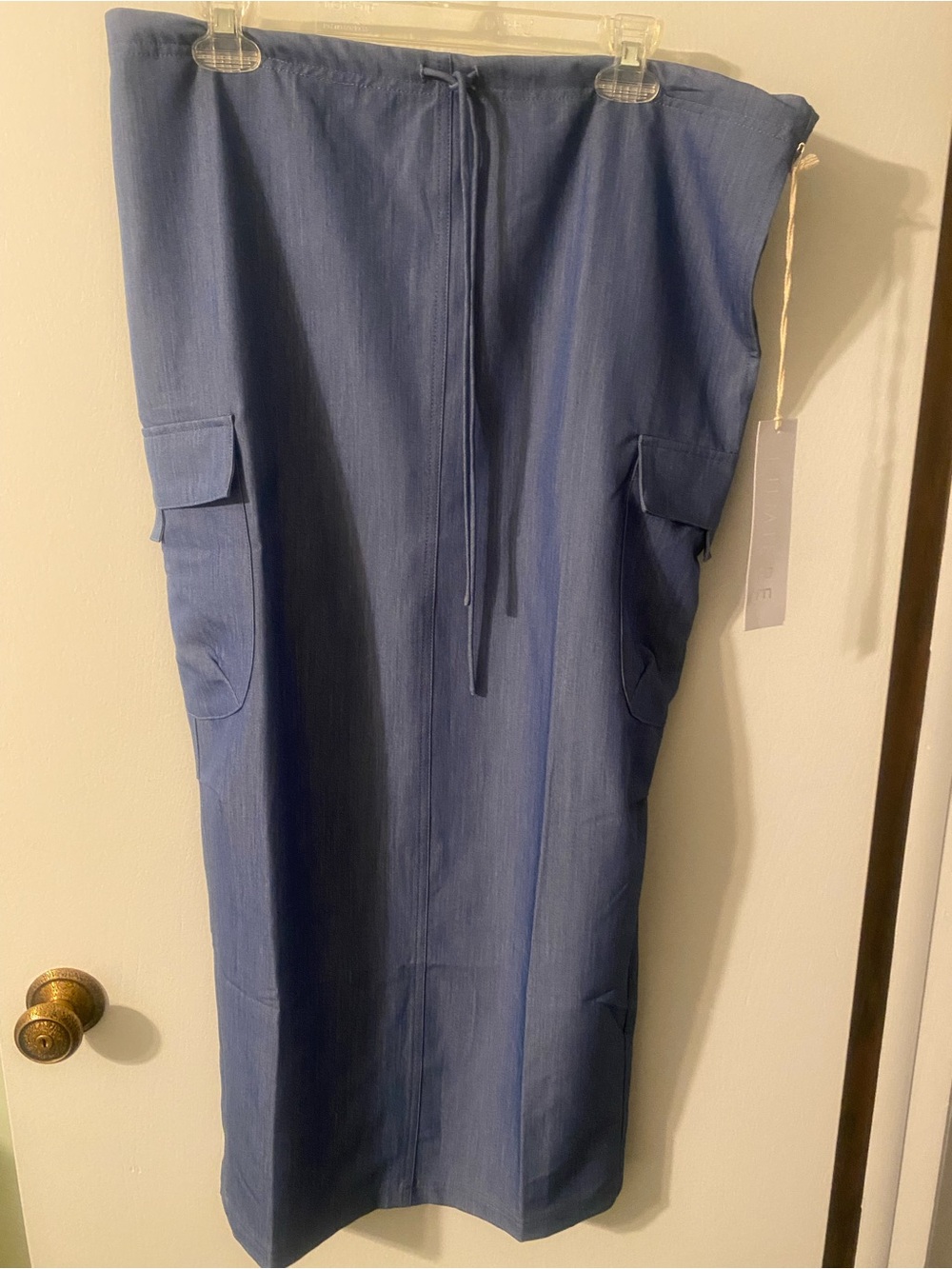 Woman’s Blue Cargo Drawstring maxi skirt